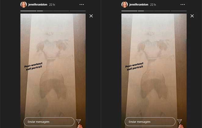 Jennifer Aniston compartilhou marca de suor em tapete após treinar ioga