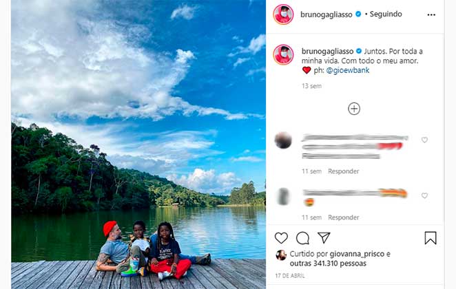 Titi e Bless esbanjam muito carisma em foto com Bruno Gagliasso no Instagram