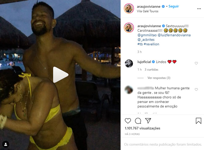 Viviane Araujo dança coladinha com o namorado em vídeo