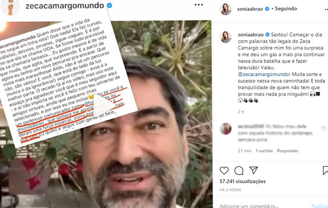 Zeca Camargo elogia profissionalismo de Sonia Abrão 