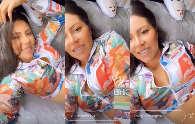 Andressa Ferreira mostra blusa de memes da Gretchen