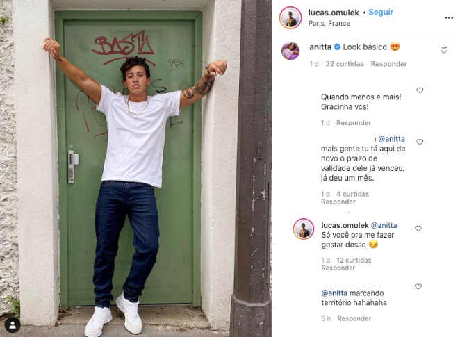 Anitta comenta foto de Lucas Omulek