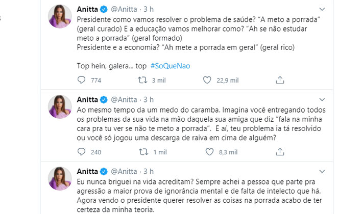 Anitta opina sobre Jair Bolsonaro @anitta