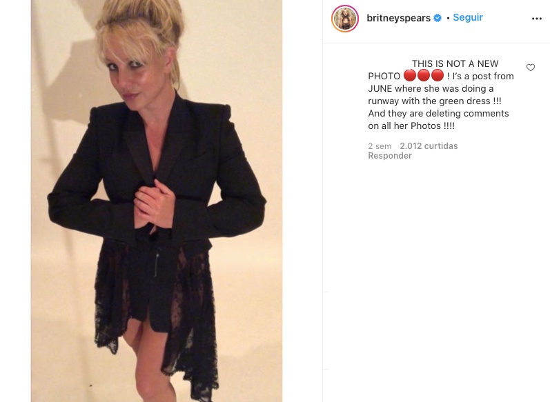 Fãs alegam que fotos postadas por Britney Spears são antigas