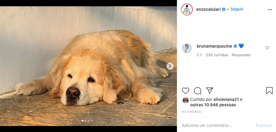 Bruna Marquezine deixa coração azul em post de Enzo Celulari