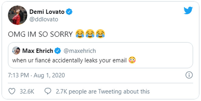 Demi Lovato, aos risos, pediu desculpas