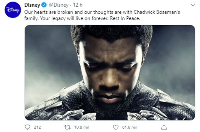 A Disney, detentora dos direitos da Marvel, também prestou sua homenagem ao ator