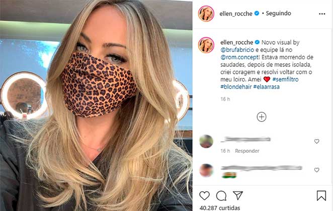 Ellen Roche musa visual e aparece no Instagram com cabelo todo platinado