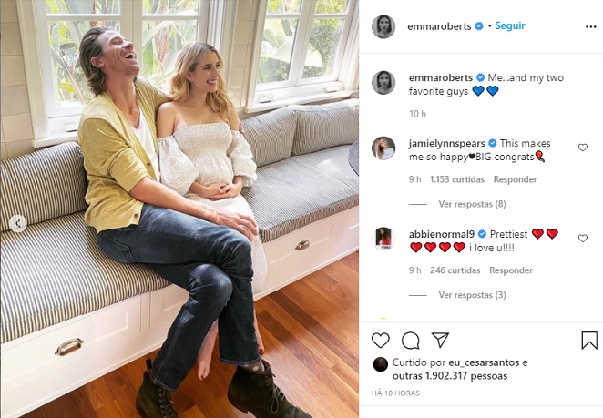 Emma Roberts confirma gravidez nas redes sociais