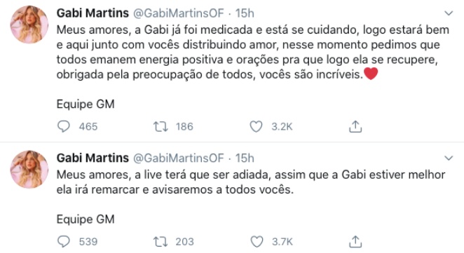 Gabi Martins testa positivo para o coronavírus