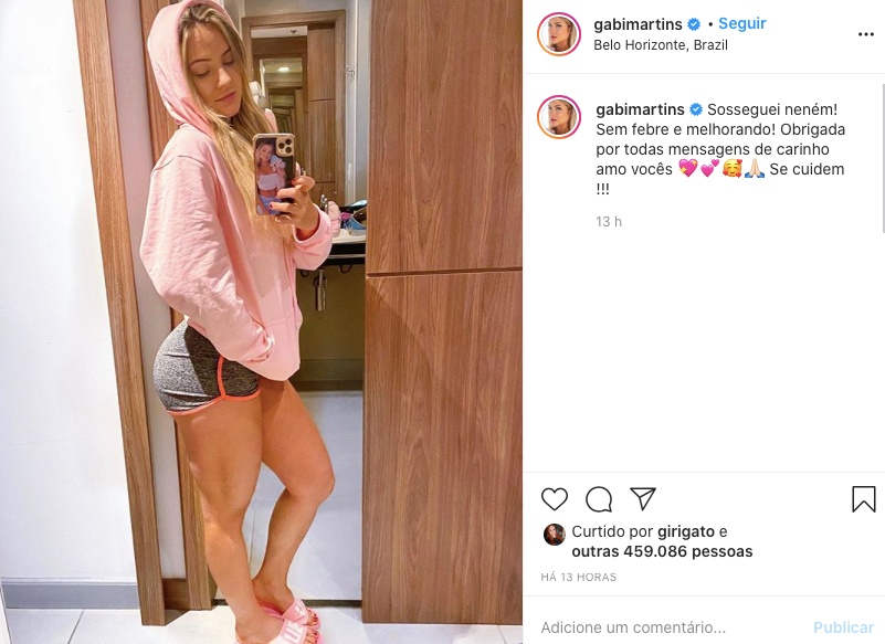 Gabi Martins tranquiliza fãs após diagnóstico de coronavírus