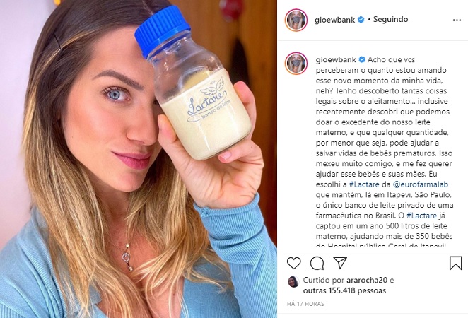 Giovanna Ewbank doa leite materno