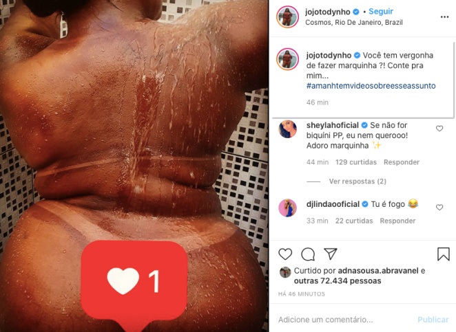 Jojo Todynho mostra corpaço em foto nua no Instagram