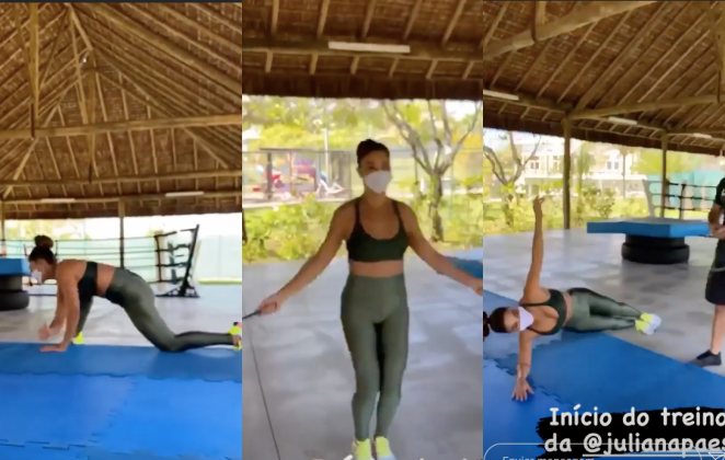 Juliana Paes retoma exercícios físicos com personal trainer