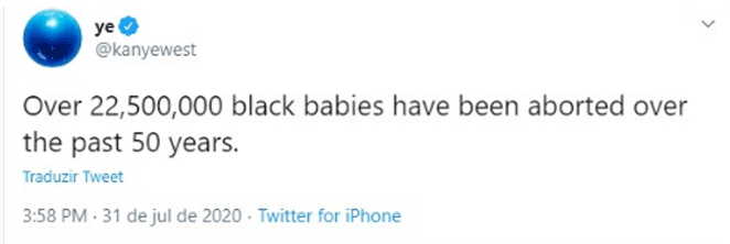 Kanye West fala de aborto em seu Twitter