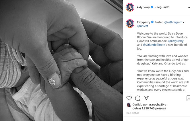 O anúncio do nascimento da primeira filha de Katy Perry e orlando Bloom