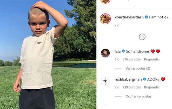 Kourtney Kardashian corta o cabelo do filho e se arrepende