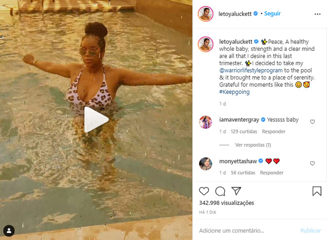 LeToya Luckett apare4ce sem aliança em vídeo na piscina