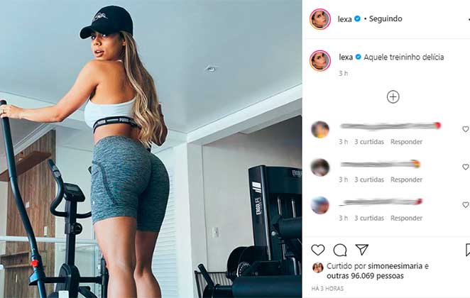 Lexa exibiu seu bumbum volumoso antes do treino no Instagram