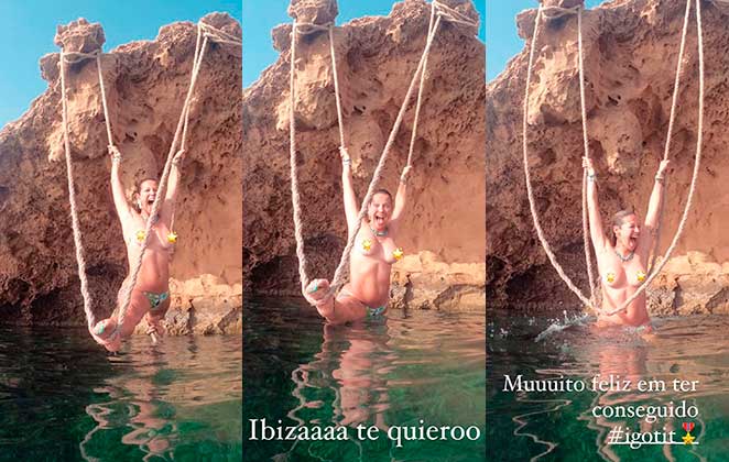 Luana Piovani posou no Instagram no meio do mar de Ibiza abrindo espacate