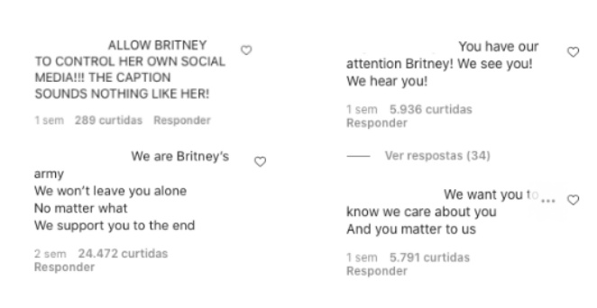 Fãs mandam mensagens de apoio a Britney Spears incansavelmente
