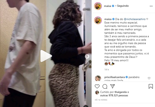 Maisa Silva se declara para o namorado Nicholas Arashiro em aniversário