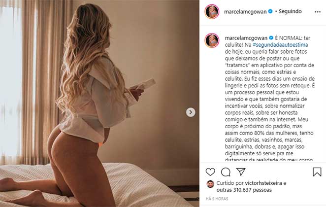 Marcela Mc Gowan posou de forma natural e falou do corpo no Instagram