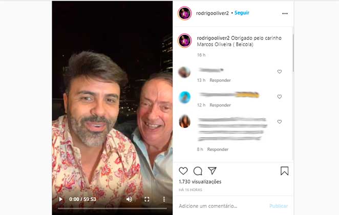 Marcos Oliveira, o Beiçola, participou de uma conversa no Instagram com o produtor Rodrigo Oliver