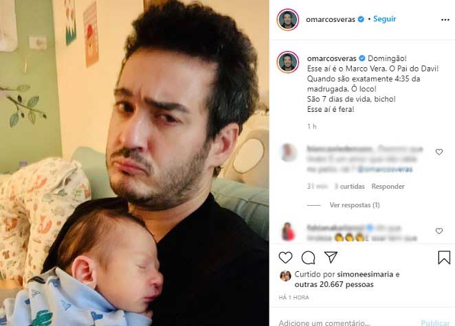 Marcos Veras comenta sobre passar as madrugadas com o filho recém nascido