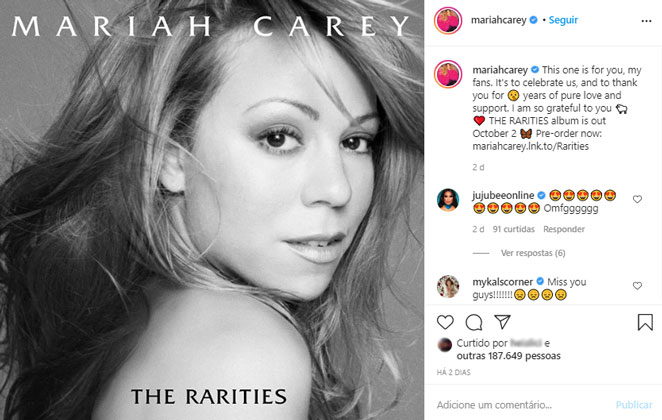 Mariah Carey anuncia novo álbum para este ano