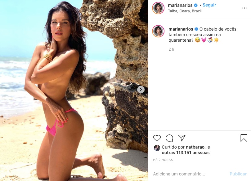 Mariana Rios surge de topless em novas fotos no Ceará