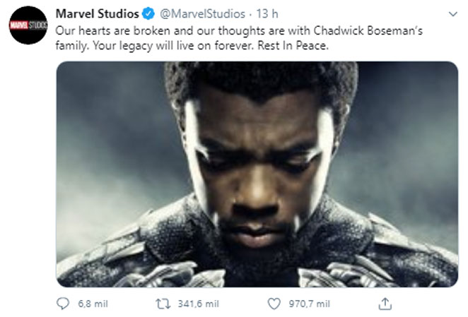 A conta da Marvel homenageou Chadwick Boseman