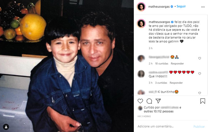 Matheus Vargas pequeno com o pai famoso