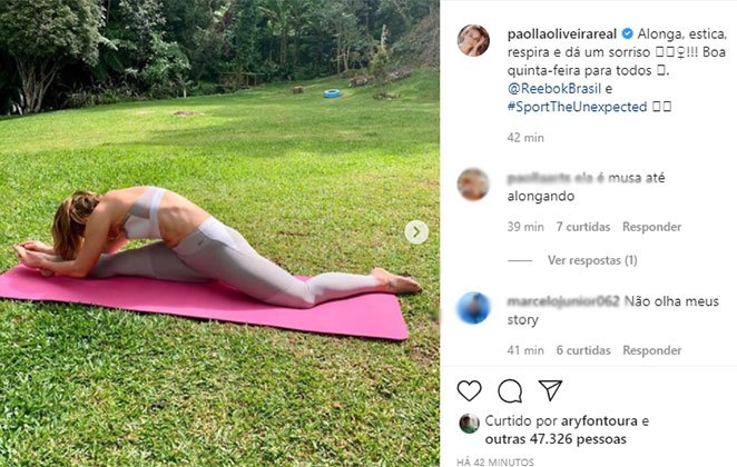 Atriz impacta fãs com elasticidade na yoga @paollaoliveirareal
