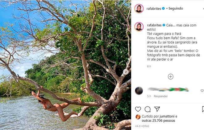 Rafa Brites relembrou tombo de árvore durante viagem ao Pará