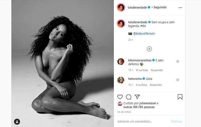 Taís Araújo posou nua no Instagram por conta da tag TBT