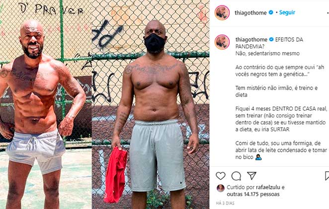 Thiago Thomé exibe ganho de peso durante a quarentena no Instagram