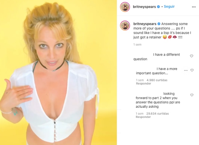 Britney Spears grava um vídeo em meio a polêmica e fãs só acham mais estranho ainda