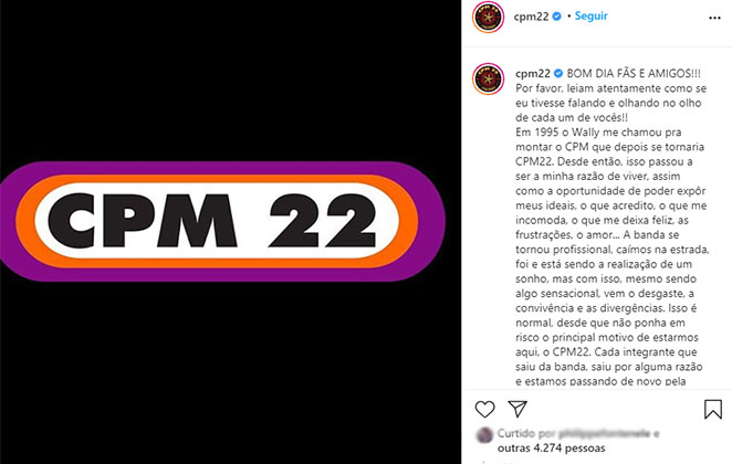 CPM 22 emite comunicado oficial de desligamento de Japinha da banda @cpm22