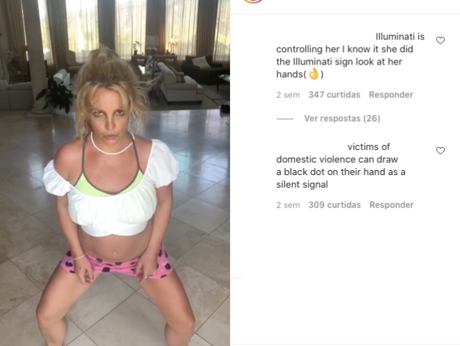 Web sugere que Britney Spears seja vítima de violência doméstica por fazer vídeo com 'ponto preto' desenhado na mão