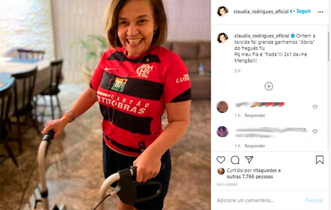 Cláudia Rodrigues voltou ao Instagram para comemorar vitória do Flamengo