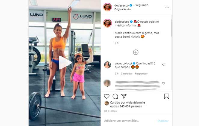 Deborah Secco apareceu dançando no Instagram junto de Maria Flor