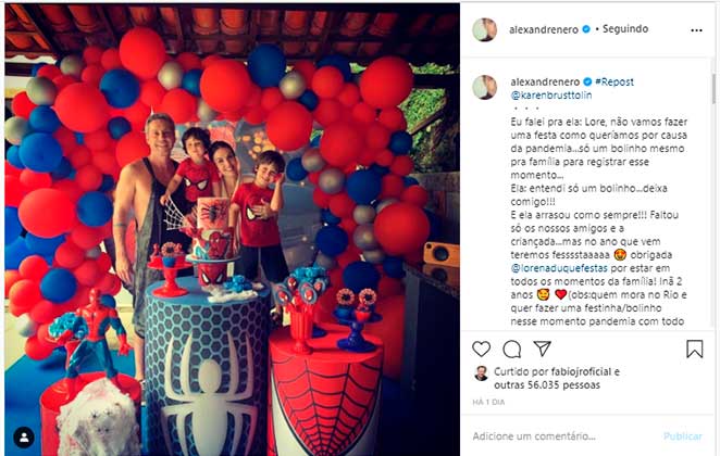 Alexandre Nero e Karen Brusttolin mostraram a decoração da festa de dois anos do filho Iña