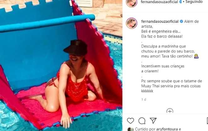 Fernanda Souza navega no barco da sobrinha