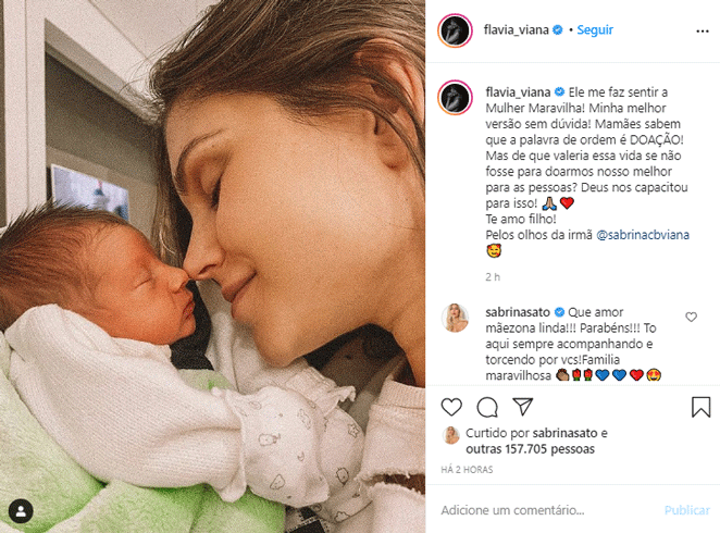 Flávia Viana se declara ao filho recém-nascido