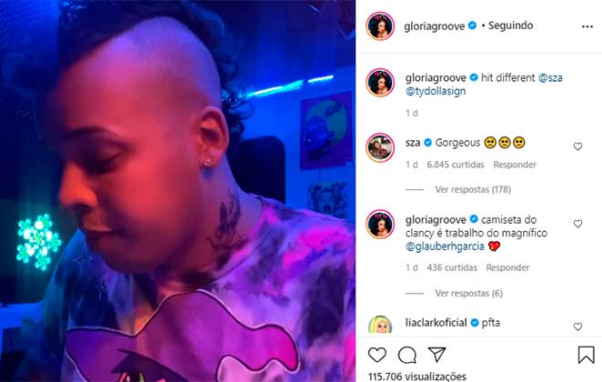 SZA elogiou Gloria Groove após a drag queen postar no Instagram um cover de seu novo single
