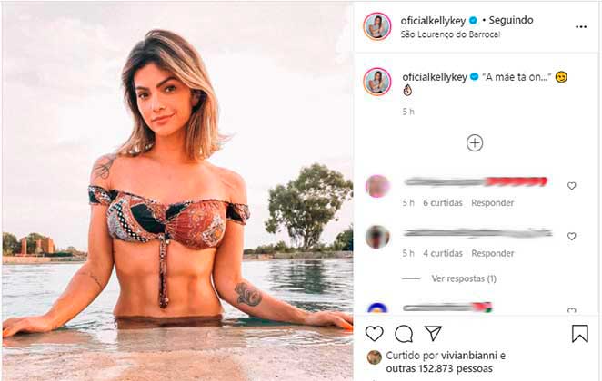 Kelly Key mostrou sua barriga trincada no Instagram em foto de dia de piscina