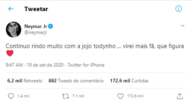 Neymar Jr. é fã de Jojo Todynho