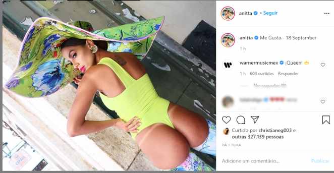 Post de Anitta nas redes sociais