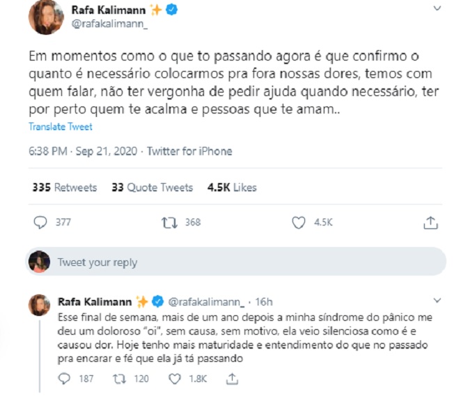 Rafa Kalimann desabafou sobre saúde mental nas redes sociais